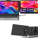 Laptop Screen Extender 14-inch, 1080P FHD Portable Monitor, Type-C/HDMI/USB-A Plug & Play, Laptop Monitor Extender fits Laptops with Screen up to 15.35" Wide, Compatible with Windows, Mac, Chrome