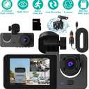 3 Channel Dash Cam Front and Rear - 1080P Dash Cam Front and Inside with Night Vision, Motion Detection, Parking Monitor - Includes 32GB MMC Card for G-Sensor Protection and Loop Recording