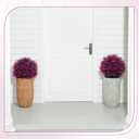 Yunlly Set of 2 Real to Touch Outdoor Topiary Tree 24" Fake Plants Front Porch Decor Artificial Boxwood Ball Faux Bush with Ground Spike, UV Resistant Fake Shrubs for Garden Yard(Fuchsia)