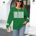 St Patricks Day Sweatshirt Women Shamrock Sweater Notre Dame Shirts Clover Top Irish Gift Long Sleeve Pullover (M)