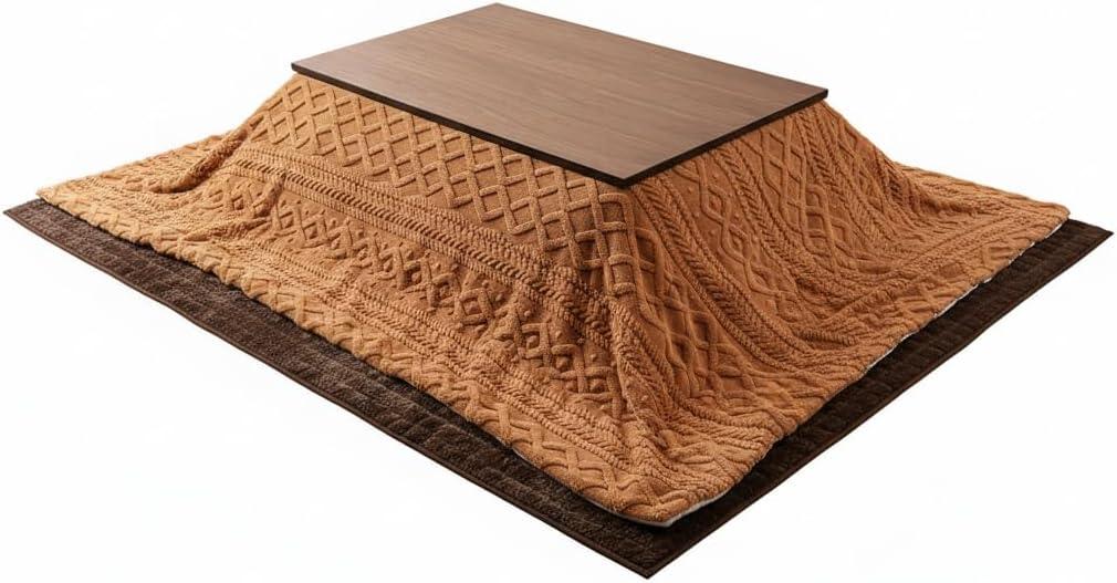 Palette Life Kotatsu Futon Blanket (Cover Only), 3D Pattern Jacquard Boa, 74.8 x 94.5 inches (190 x 240 cm), Rectangular Caramel, Rectangle