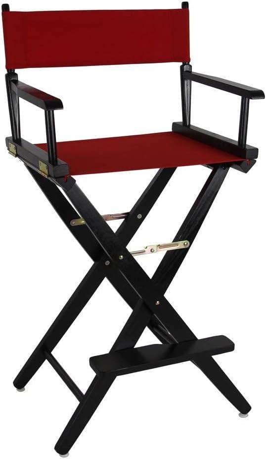 American Trails Extra-Wide Premium 30" Director's Chair Black Frame with Red Canvas, Bar Height, 30 in Bar Height