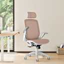 GABRYLLY Ergonomic Office Chair, High Back Home Desk Chair with Headrest, Flip-Up Arms, 90-120 Tilt Lock and Wide Cushion, 300LBS Mesh Chairs for Man Woman, White Task Chair(Pink,GY01WPK)