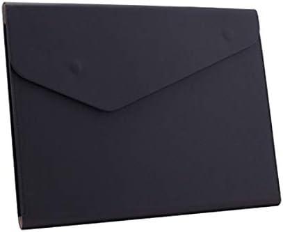 Enyuwlcm PU Leather A4 File Folder Document Holder Waterproof Portfolio Envelope Folder Case with Invisible Magnetic Closure Black