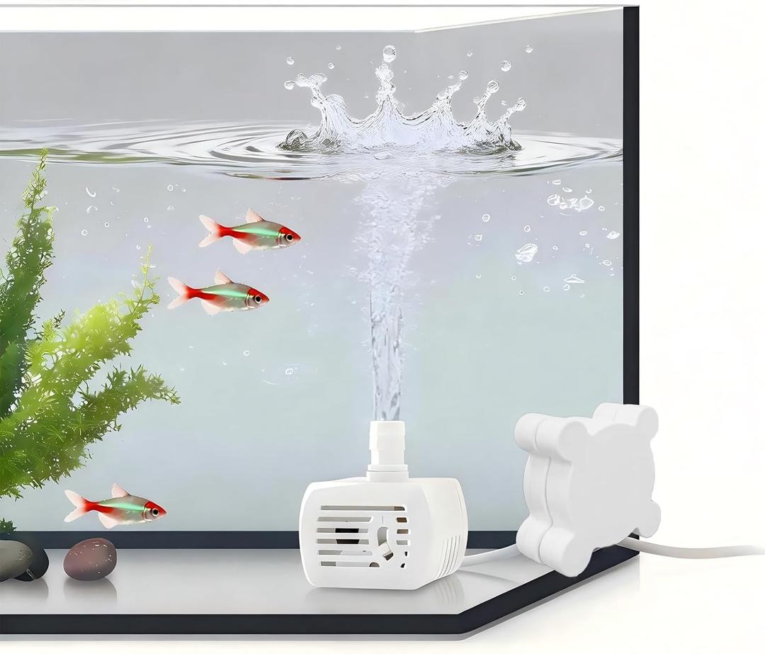 Aquarium Water Pump - Ultra Quiet 4.5W Submersible Pump with Adjustable Flow (40GPH) for Fish Tank, Fountain & Pet Water Features