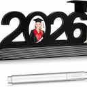 2 x Capoda 2026 Graduation Signature Picture Frame Wooden DIY Graduation Photo Frame with White Ink Marker and Mini Grad Hat Class of 2026 Gifts for Boys Girls Son Daughter