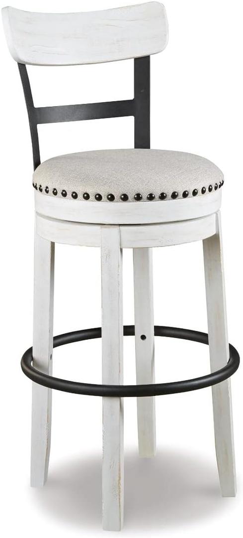 Signature Design by Ashley Valebeck 30" Modern Swivel Pub Height Barstool, Whitewash