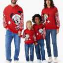 Disney Mickey and Friends Family Matching Christmas Hooded Sweatshirt Casual Mickey Snow Pattern Long Sleeve Pullover Hoodies 8-9Y