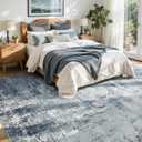 8x10 Ft Large Area Rugs for Living Room, Soft Non-Slip Washable Rugs Modern Abstract Pattern Carpet for Bedroom Indoor Floor Nursery Home Decor (Blue)