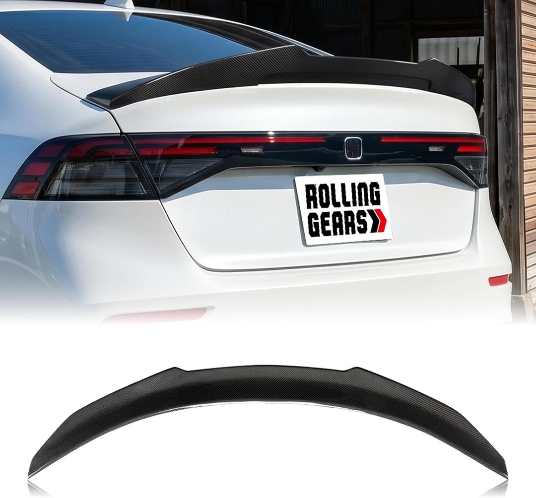 Rolling Gears Carbon Fiber Trunk Spoiler for 2023-2026 Honda Accord 11th | Rear Spoiler Wing for LX EX EX-L Sport-L Touring Hybrid trims · Carbon Fiber Look Spoiler