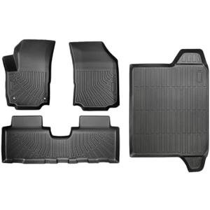 Floor Mats for GMC Terrain & Chevy Equinox 2018-2024 (Excludes EV) - Custom Fit All-Weather TPE Floor Liners - Full Set (1st & 2nd Row + Cargo Mat) - Non-Slip & Easy to Clean Car Accessories Black
