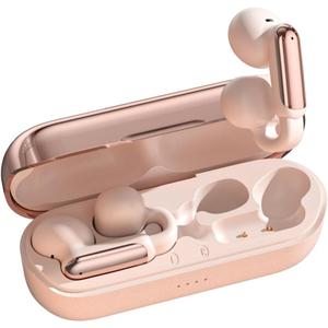 Clip On Earbuds, Open Ear Clip Wireless Earbuds Bluetooth 5.4, Clear Voice Call, Sport Earphones with Charging Case, Built-in Mic, 35H Play Time OWS Open Ear Headphones for Fitness Running (Pink)