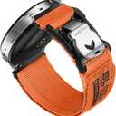 Bandletic 20mm Nylon Watch Band Compatible with Samsung Galaxy Watch 7 6 5 4 FE 40mm 44mm/for Galaxy Watch 6 4 Classic 43mm 47mm 42mm 46mm/Watch 5 Pro 45mm/Active 2 with Magnetic Fidlock V-Buckle (Large, Orange)