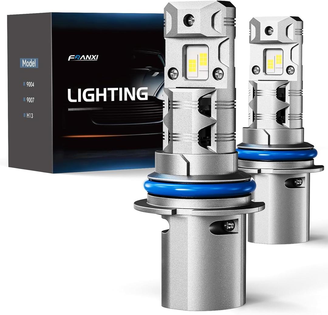 FRANXI 9007/HB5 LED Bulbs fog light bulb, Hi/Low Beam, 1:1 Mini Size, 60W Super Bright 6000K Cool White Plug and Play, IP67 Waterproof, Pack of 2
