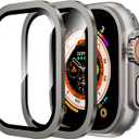 WSKEN for Apple Watch Ultra 2/Ultra Screen Protector 49mm,9H Tempered Glass + Titanium Alloy Frame, [Keep Original] [Touch Sensitive] Lightweight Protective Film iwatch 2 Pack,Original