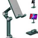 OCYCLONE Phone Stand, Adjustable Height and Angle Foldable Cell Phone Stand Holder for Desk, Taller iPhone Stand Compatible with 4.7"-13" Smartphones iPad Tablet, Green