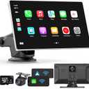 Portable Apple Carplay Screen for Car, 9" Wireless Apple Carplay & Android Auto,4K Dash Cam,1080p Backup Camera DVR, Car Audio Receivers GPS Navigation Mirror Link, Bluetooth, FM, Siri