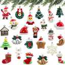 Naler 24PCS Mini Christmas Ornaments, Resin Design with Santa Claus, Snowman, Reindeer and More for Christmas Decoration