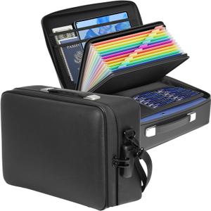 Fireproof Document Box with Combination Lock Security Belt, Hard Case Fire Water Resistant Safe for Documents, Certificates, Laptops, Passports