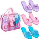 3-Pack Princess Shoe Set - Dress Up Royalty Kids Wedge Heels Slip On Shoes - Pastel Colored Princess Dress Up Shoes, Pretend Play Wedge Heels For Kids - Fits Toddler Size 7-10