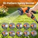 Retractable Garden Hose Reel, 50ft x 1/2", Wall Mounted, 10-Pattern Nozzle | 180 Swivel Bracket, Any Length Lock, with Nozzle Set, for Garden Watering, Car Washing & Patio Cleaning