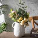 Kimdio White Ceramic Vase with 2 Handles, Modern Farmhouse Vases for Home Decor, Rustic Pottery Vase, Decorative Terracotta Flower Vase, Clay Small Vase, Centerpieces for Dining Table