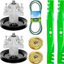 42" Deck Spindle Rebuild Kit for MTD for Huskee LT542H, Include 2 Spindles for Troy Bilt 618-04456 918-04456 918-04461 with Pulley, 2 Idlers 753-08171, 2 Blades 742-0616,1 96 1/2" Belt 754-04060