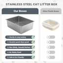 Kirecoo 2 Pack Stainless Steel Litter Box with Lid, Large Enclosed Metal Cat Litter Box Pan High Sided, Easy Clean Anti-Leakage Litterbox Tray for Indoor Big Cats, Kittens or Multicat, Scoop Included