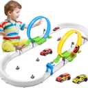 360-degree Thrilling Loop Track Includes Two Loops and Three 1:64 Scale Toy Cars for Easy Storage. It's Perfect for Boys Aged 3-7 and Makes a for Birthdays, Halloween, Christmas