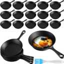 Skylety 20 Sets 6. 3 Inches Mini Cast Iron Skillets Small Black Sizzling Plate Cast Iron Skillets Frying Pan Set with Oil Brush for Indoor Outdoor Restaurant Kitchen