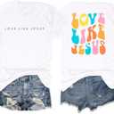Christian Shirts for Women Love Like Jesus Graphic Tshirt Faith Religious God Tee Tops Casual Groovy T-Shirts, Size L