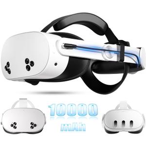 10000mAh Battery Head Strap for Meta Quest 3/3S - Elite Strap with Battery Pack Accessories Fast Charger to Extend Quest 3/3S 2-4H Playtime - VR Stocking Stuffers for Men - Mens Stocking Stuffers