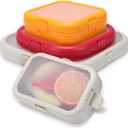 Nuogo 4 Pcs Silicone Fruit Storage Box Anti-oxidation Avocado Saver Storage Tomato Pod Vegetable Saver Reusable for Fridge Garlic Lemons Potatoes(Red, White,Orange,4 Sizes)