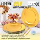100Pcs Gold Charger Plates Bulk Wedding - 13" Premium Gold Chargers for Dinner Plates, Decorative Charger Plates for Events & Parties