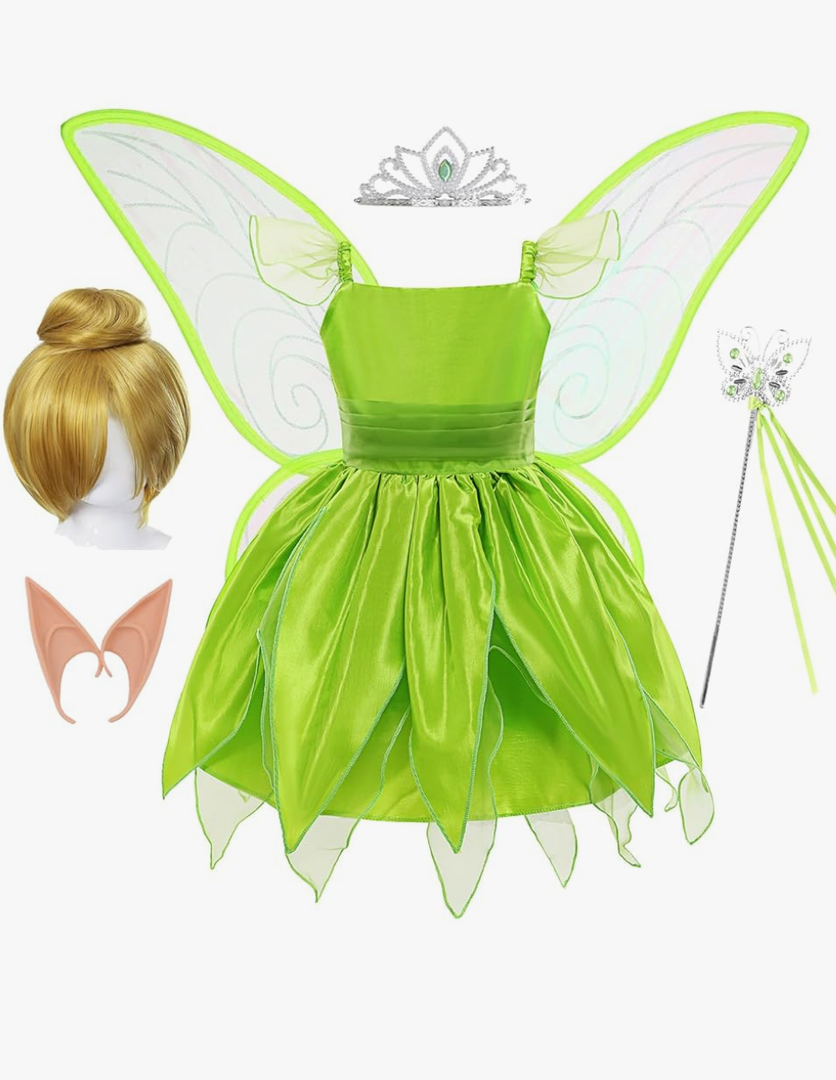 Fairy Costume for Girls Princess Dress up Halloween Cosplay Outfit, Color: Green, Size: M