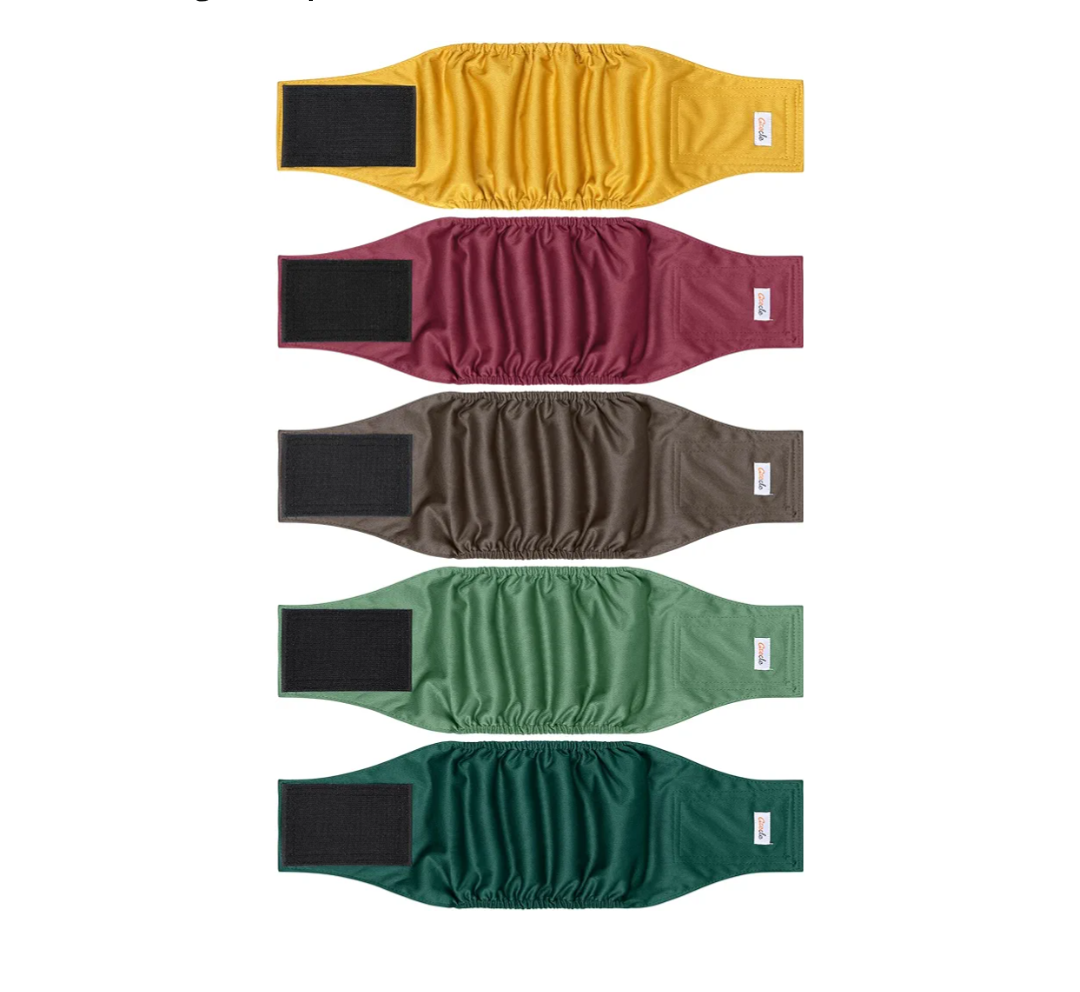 5 Pack Dog Diapers Male Reusable, Premium Belly Bands for Dogs, High Absorbing Male Dog Pee Wraps for Doggie in Incontinence or Excitable Urination Red M