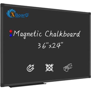 XBoard Magnetic Chalkboard Blackboard 36 x 24, Chalkboard Signs with Black Aluminium Frame, Pin Collections