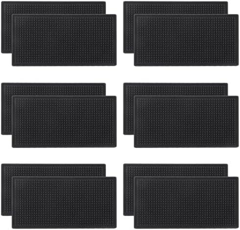 6 Pack Rubber Bar Mats, 12" x 6" Black Bar Service Mat, Spill Mat for Countertop, Bartending, Rubber Bar Mats, Efficient and Stylish Solution for Every Bartending Need,by KUKLIPJIM