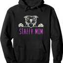 Staffy Mom with Staffordshire Bull Terrier Dog Pullover Hoodie (Black, M)