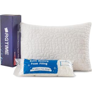 Shredded Memory Foam Pillow, Standard (1-Pack), Adjustable Bed Pillow for Side Back Stomach Sleepers,Comfy Cooling Pillow for Sleeping with Washable Cover