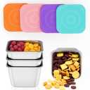 Set of 4 Stainless Steel Snack Containers for Kids and Toddler;Snackle Box Container;Leak Proof Stackable Small Metal Food Containers with Silicone Lids