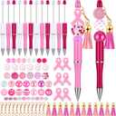 Tinlade 12 Pieces Beadable Pens Bulk with 50 Pcs Assorted Colors Beads Pens DIY Making Kit Multicolor Ballpoint Black Ink for Women Kids Students Office School(Pretty Style)