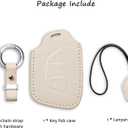Genuine Leather Key Fob Cover Compatible with Cadillac 2021 2022 2023 2024 CT4 CT5 CT6 XT4 XT5 XT6 Escalade ESV, Key fob Case with Keychain & Lanyard for Cadillac Key Fob (6 Buttons, White)