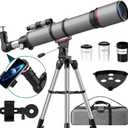 Telescope for Adults High Powered - Aurosports 90mm Aperture 800mm Refractor Telescope for Beginners - Portable Astronomy Telescopes with Phone Adapter Adjustable Tripod Carrying Bag