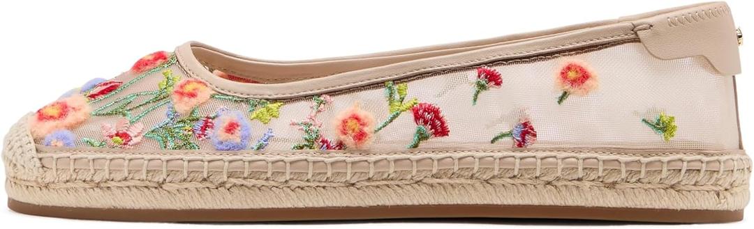 kate spade new york Pearl Fishnet Espadrille Ballet Flat, 8, Light Beige