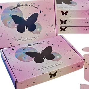 Romance of Girls Pink Butterfly Decorative Shipping Boxes, 7.9 x 5.1 x 1.2 inches, 20 Pack