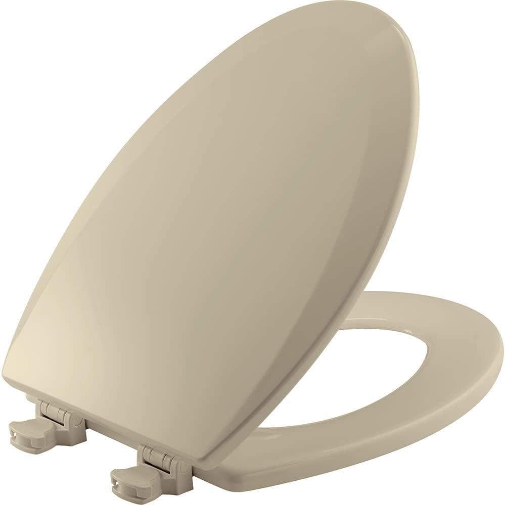 Bemis 1500EC 006 Toilet Seat with Easy Clean & Change Hinges, Elongated, Durable Enameled Wood, Bone, Pack of 1
