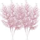 Sherika 24 Pcs Christmas Glitter Stems Artificial Pink Ornament Tree Picks for Christmas Tree Decor, DIY Crafts,Christmas Holiday Decorations, Wreath, Garland, Vase, Wedding and Home Decoration