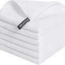 Kitinjoy 100% Cotton Kitchen Dish Cloths (12 X 12 Inches, White), 6 Pack Waffle Weave Ultra Soft Absorbent Dish Towels for Drying Dishes Quick Drying Kitchen Towels Dish Rags