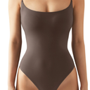 SUUKSESS Women Sexy Square Neck Thong Bodysuit Backless Sleeveless Cami Body Suit Top (Brown, S)